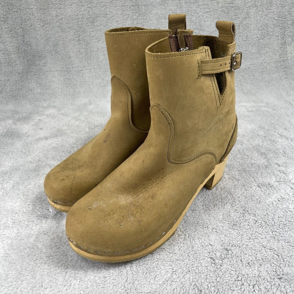 Sandgrens Manhattan Womens Bootie Sz 9 Brown Leather Heeled Ankle Boots